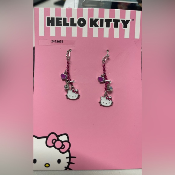 Hello Kitty Jewelry - Sanrio Hello Kitty Pink Dangle Earrings With Charms - New
